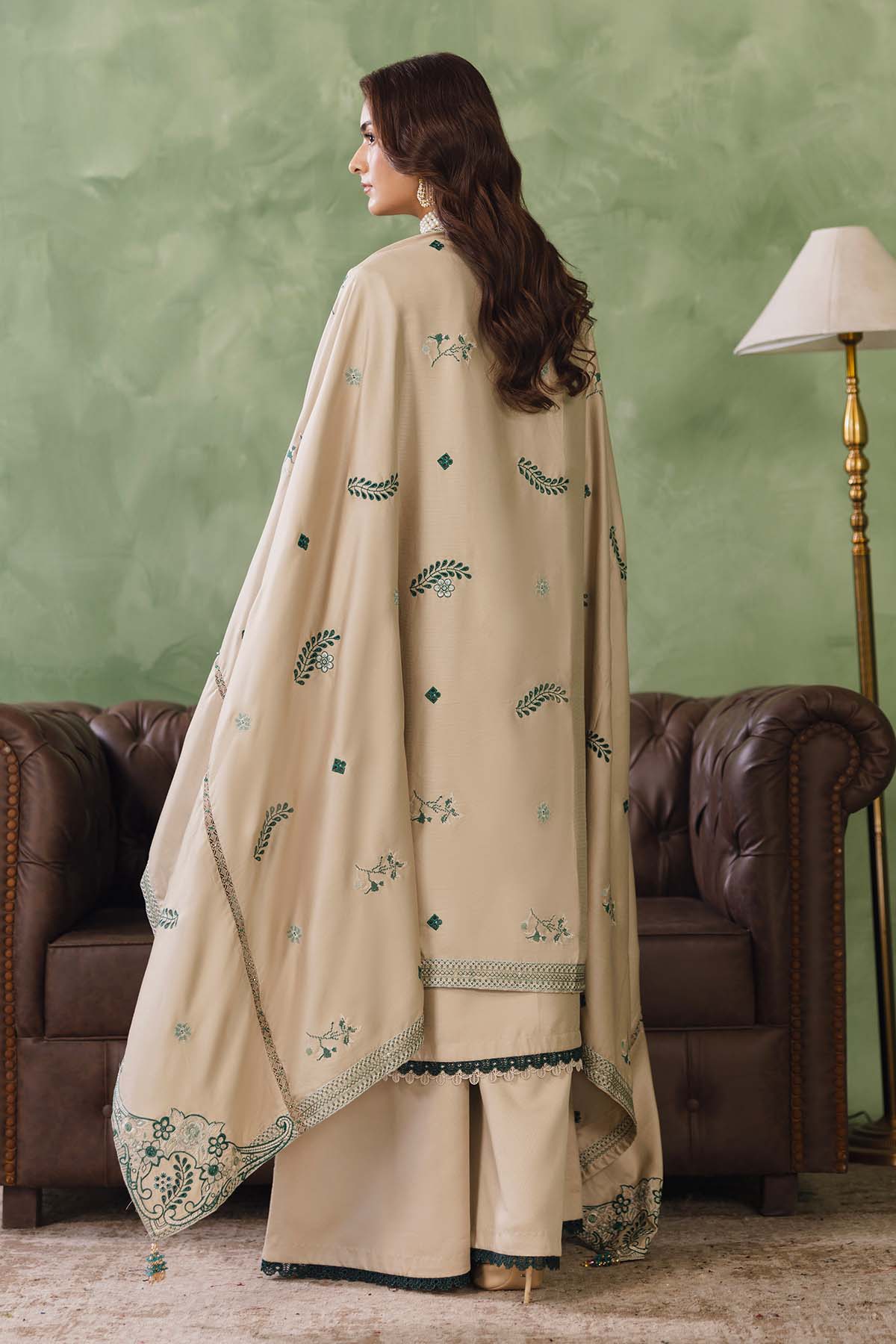 Peridot Cotray 594-A Unstitched 3-Piece Embroidered Cotray Suit - Al-Zafar Fabrics
