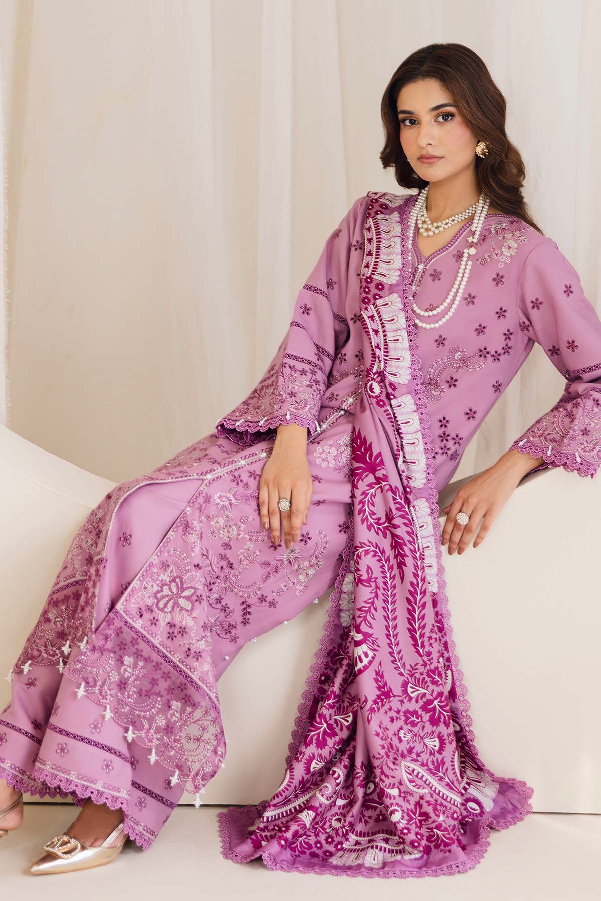 Peridot Cotray 597-A Unstitched 3-Piece Embroidered Slub Linen Suit - Al-Zafar Fabrics
