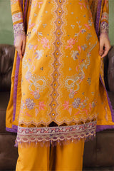 Peridot Cotray 598-A Unstitched 3-Piece Embroidered Slub Linen Suit - Al-Zafar Fabrics