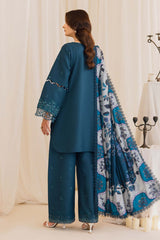 Peridot Cotray 595-A Unstitched 3-Piece Embroidered Slub Linen Suit - Al-Zafar Fabrics