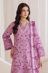 Peridot Cotray 597-A Unstitched 3-Piece Embroidered Slub Linen Suit - Al-Zafar Fabrics