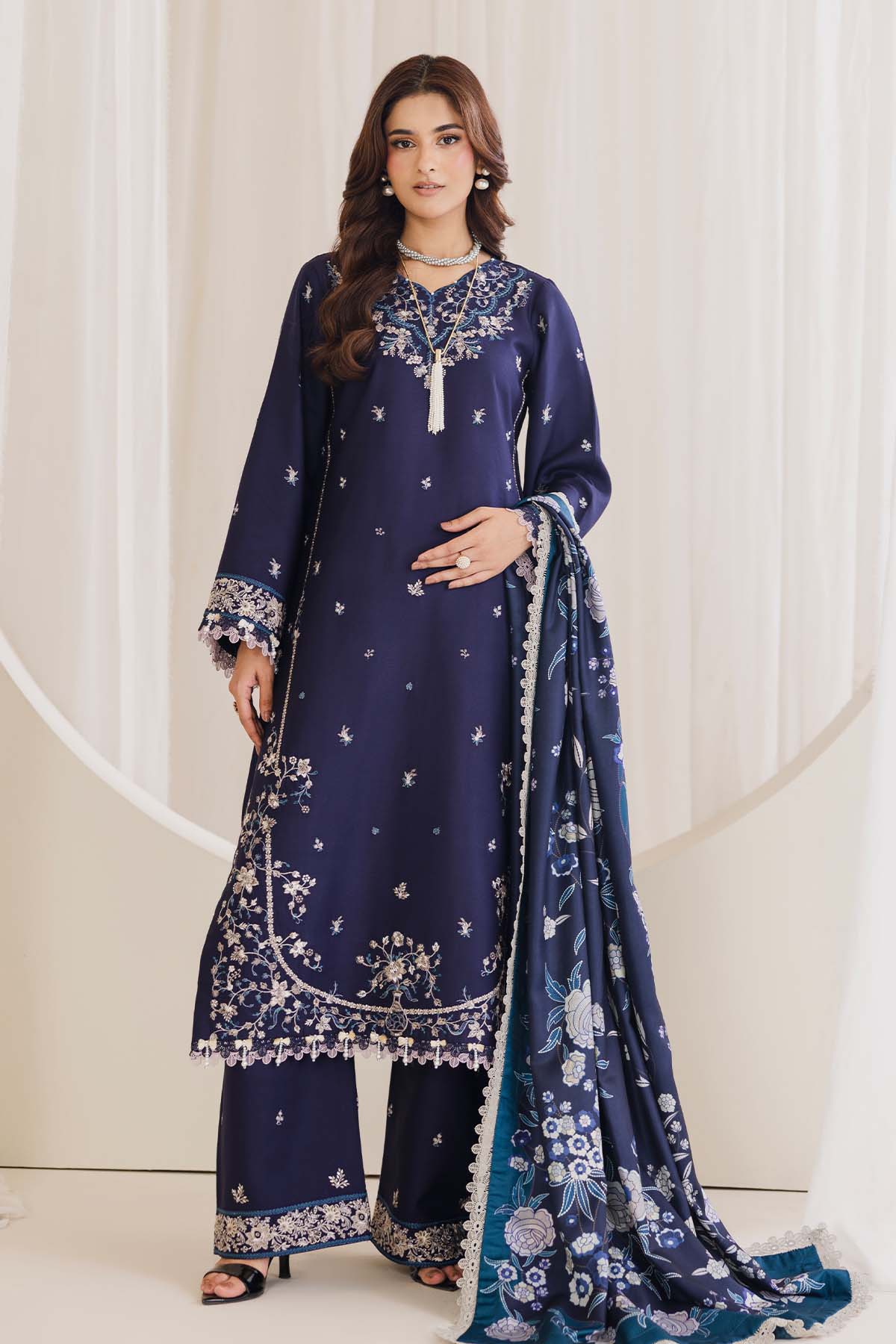Peridot Cotray 592-A Unstitched 3-Piece Embroidered Cotray Suit - Al-Zafar Fabrics