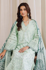 Peridot Cotray 597-B Unstitched 3-Piece Embroidered Slub Linen Suit - Al-Zafar Fabrics