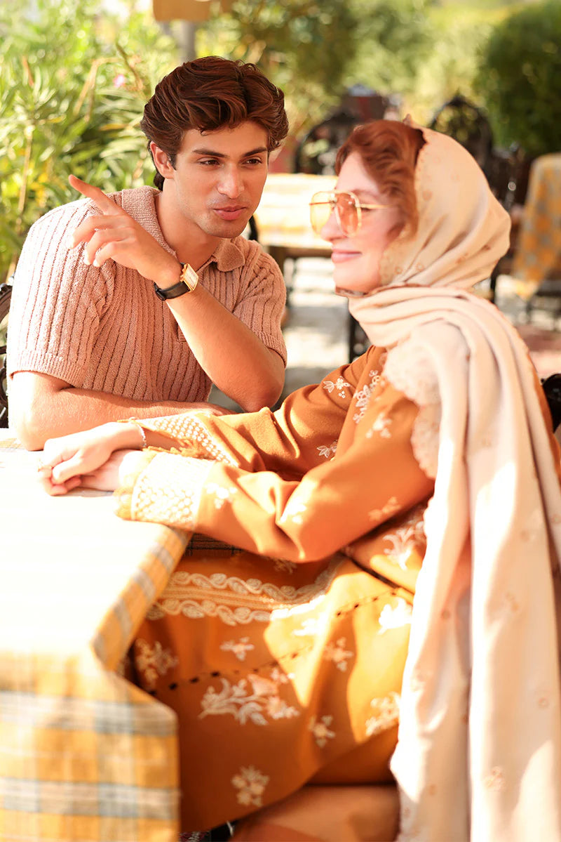 Rang Rasiya Carnation 3Pc Embroidered Karandi Suit D-08 Cappucino