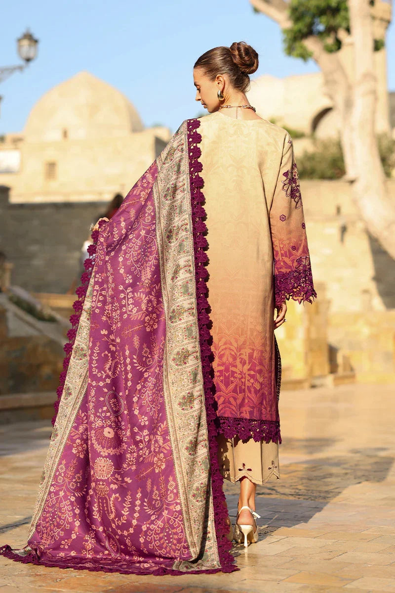 Rang Rasiya Carnation 3Pc Embroidered Linen Suit D-10 Chai - Al-Zafar Fabrics