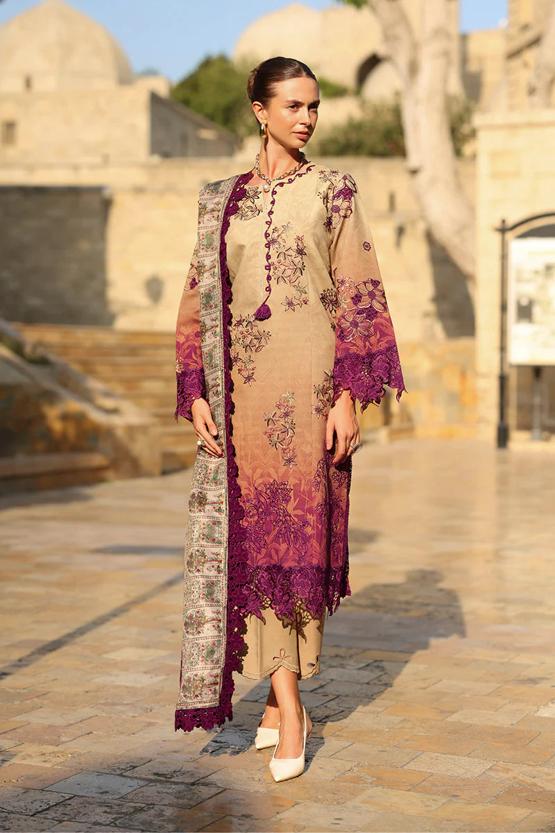 Rang Rasiya Carnation 3Pc Embroidered Linen Suit D-10 Chai