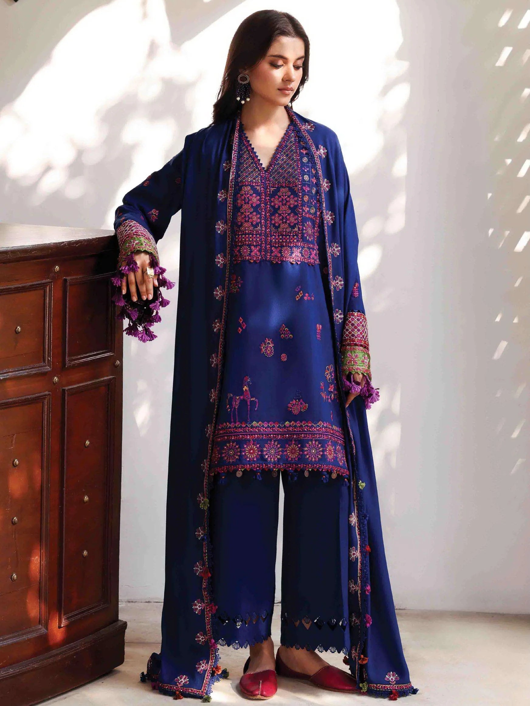 Republic Womenswear Amaris Unstitched Karandi 3Pc Suit D-10