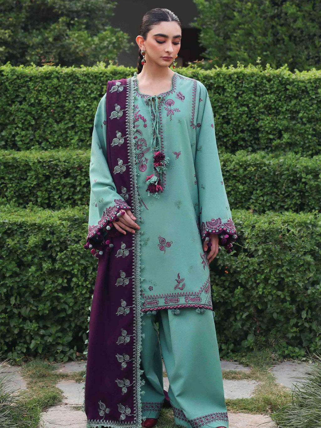 Republic Womenswear Amaris Unstitched Karandi 3Pc Suit D-14 - Al-Zafar Fabrics