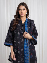 Edenrobe Black Printed Khaddar Suit EWU6A3-37076-3P image 2