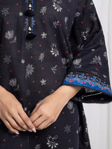 Edenrobe Black Printed Khaddar Suit EWU6A3-37076-3P image 3