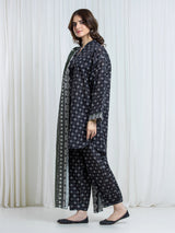 Edenrobe Black Printed Khaddar Suit EWU6A3-37174-3P image 5
