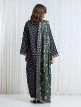 Edenrobe Black Printed Khaddar Suit EWU6A3-37174-3P image 6