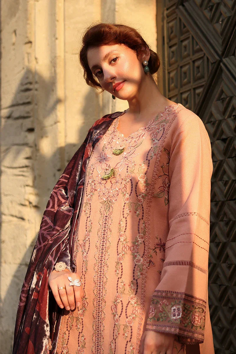 Rang Rasiya Carnation 3Pc Embroidered Karandi Suit D-03 Latte - Al-Zafar Fabrics