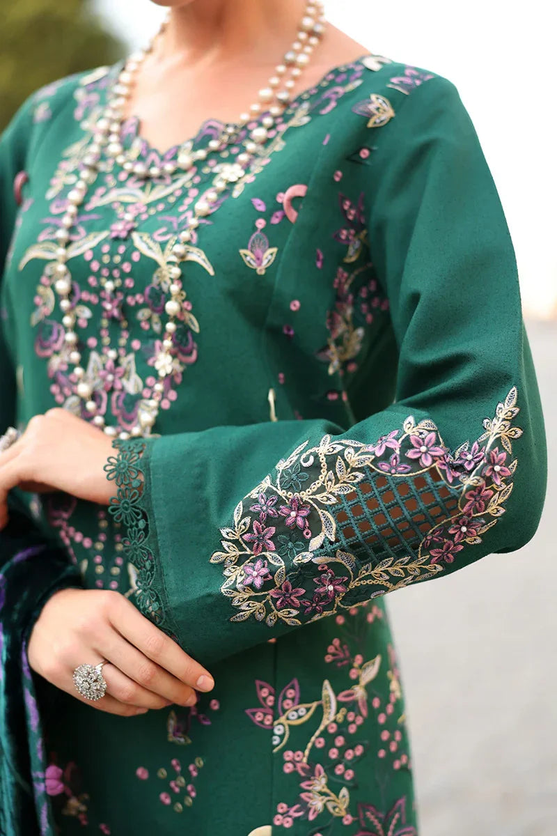 Rang Rasiya Carnation 3Pc Embroidered Karandi Suit D-04 Matcha - Al-Zafar Fabrics