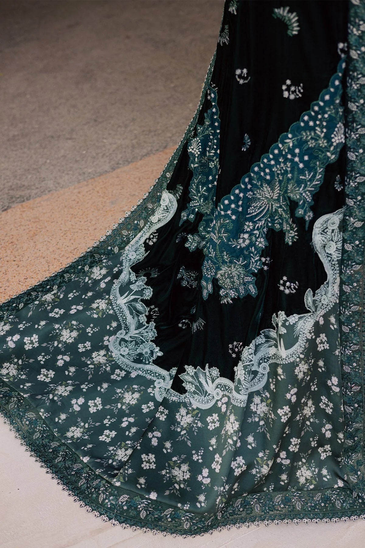 NUREH Exclusive Embroidered Leather Peach Unstitched 3Pc Suit NE-199 - Al-Zafar Fabrics