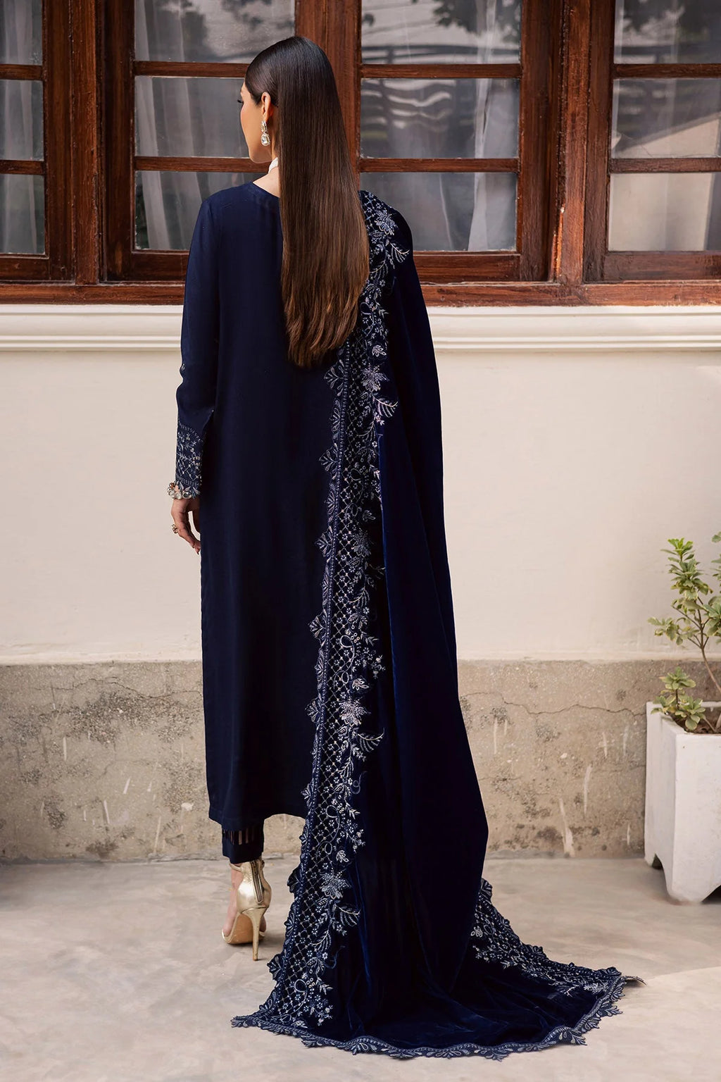 NUREH Exclusive Embroidered Leather Peach Unstitched 3Pc Suit NE-200 - Al-Zafar Fabrics