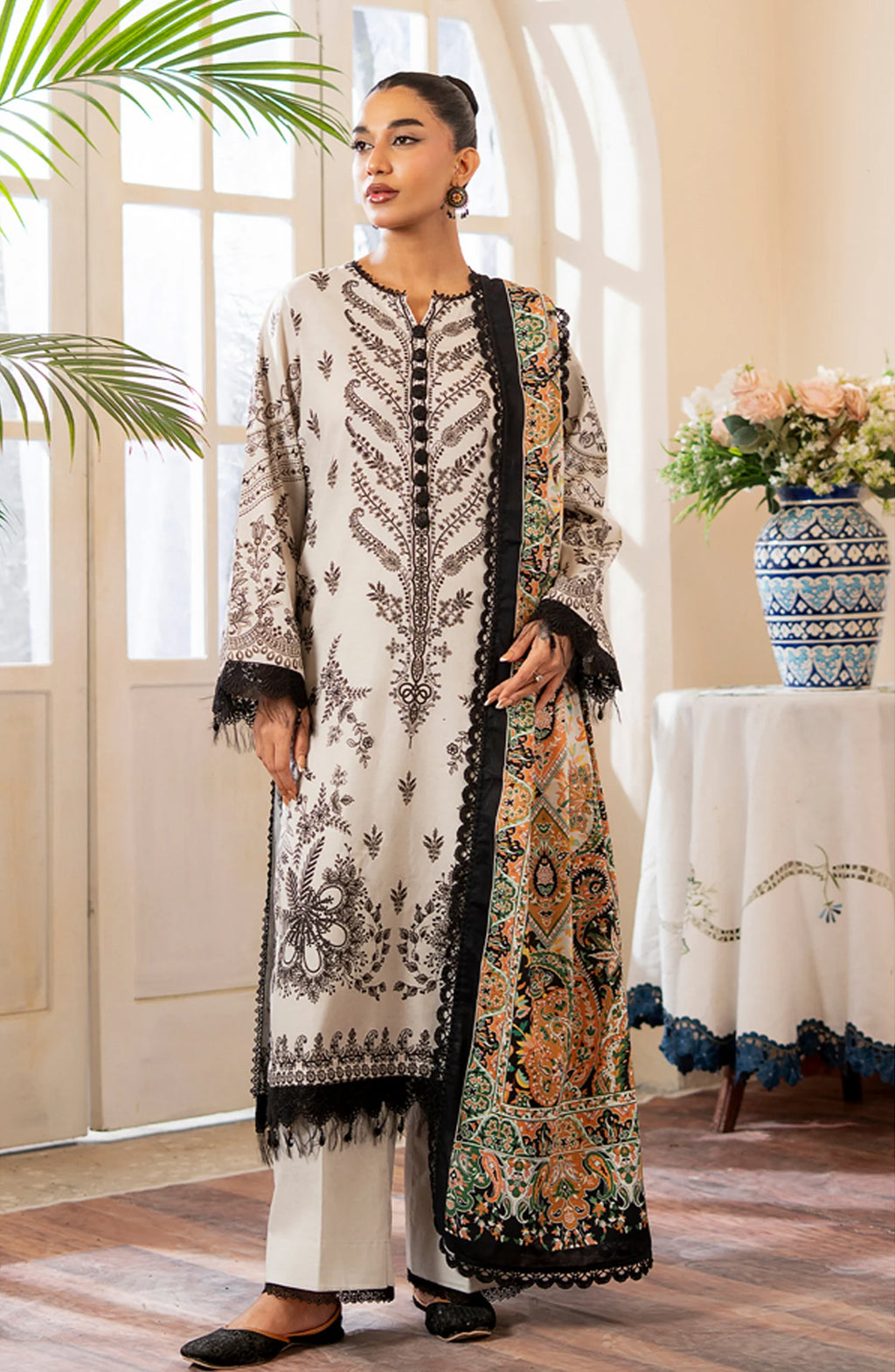 Mausummery Unstitched 3-Piece Digital Printed Khaddar Suit – Pearl | Winter Collection - Al-Zafar Fabrics