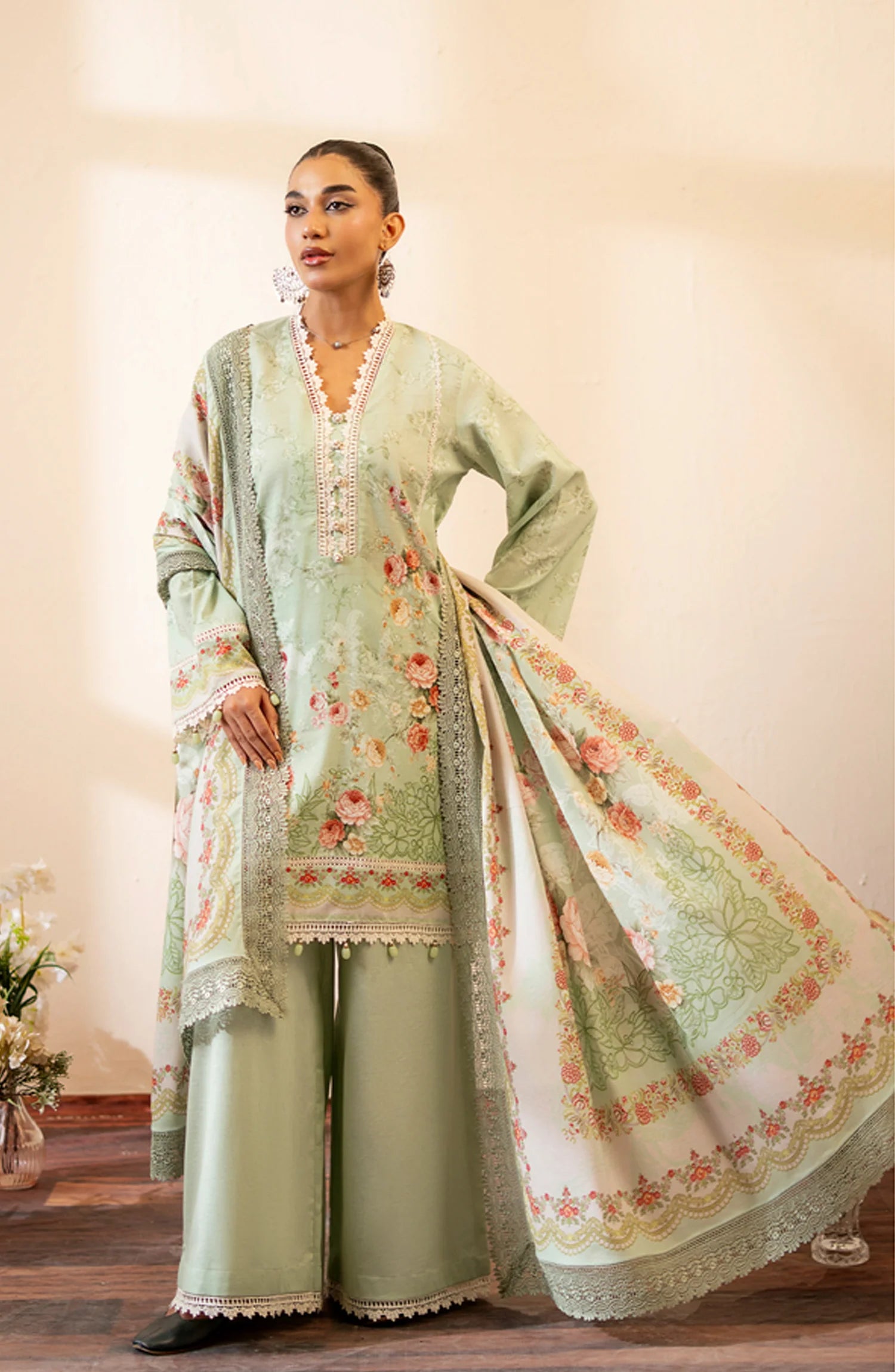 Mausummery Unstitched 3-Piece Digital Printed Khaddar Suit – Peridot | Winter Collection - Al-Zafar Fabrics
