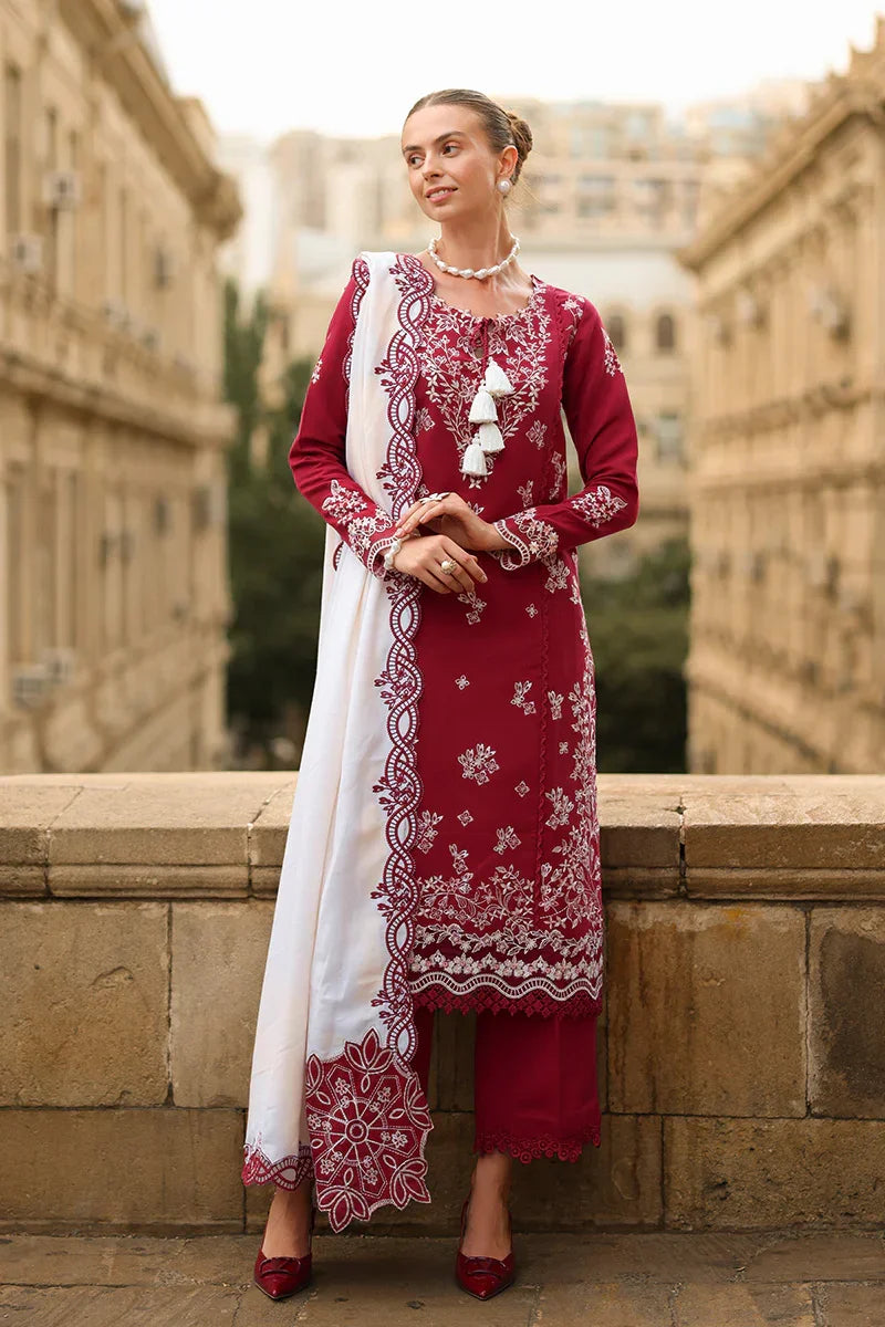 Rang Rasiya Carnation 3Pc Embroidered Karandi Suit D-05 Rose - Al-Zafar Fabrics
