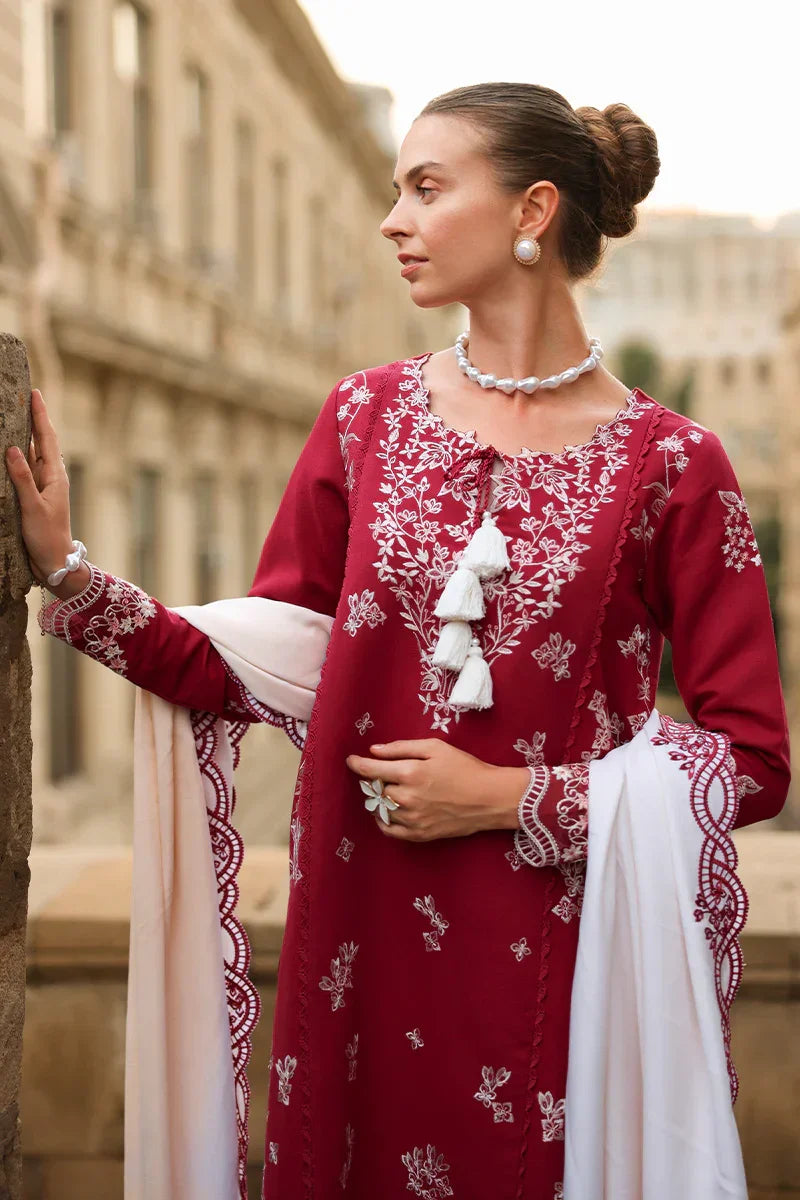 Rang Rasiya Carnation 3Pc Embroidered Karandi Suit D-05 Rose - Al-Zafar Fabrics