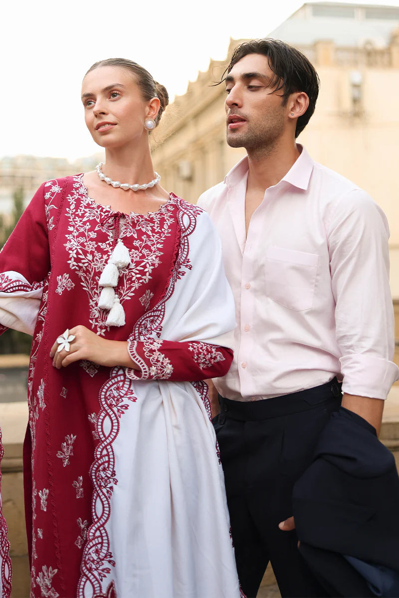 Rang Rasiya Carnation 3Pc Embroidered Karandi Suit D-05 Rose