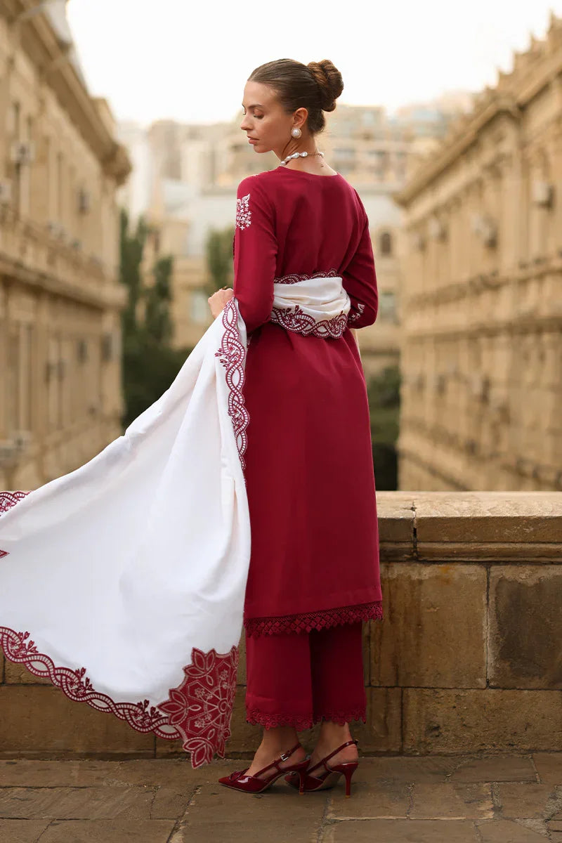 Rang Rasiya Carnation 3Pc Embroidered Karandi Suit D-05 Rose - Al-Zafar Fabrics