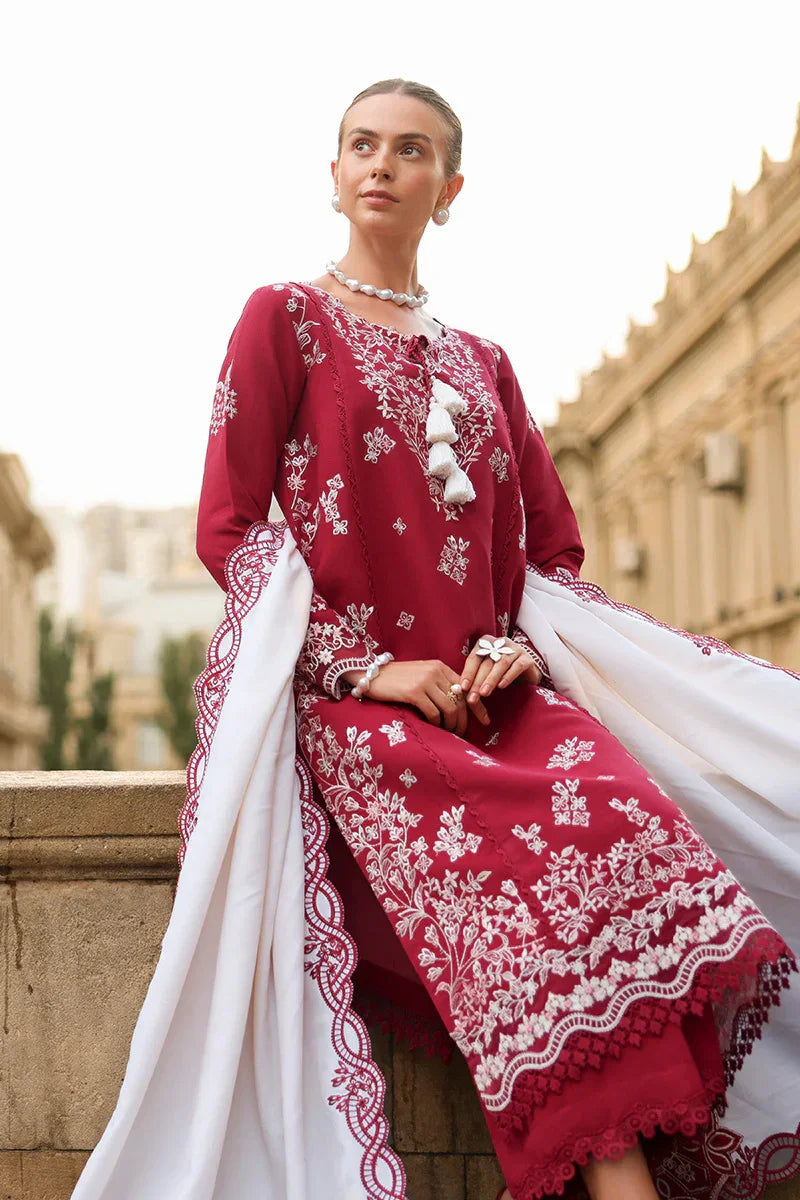 Rang Rasiya Carnation 3Pc Embroidered Karandi Suit D-05 Rose - Al-Zafar Fabrics