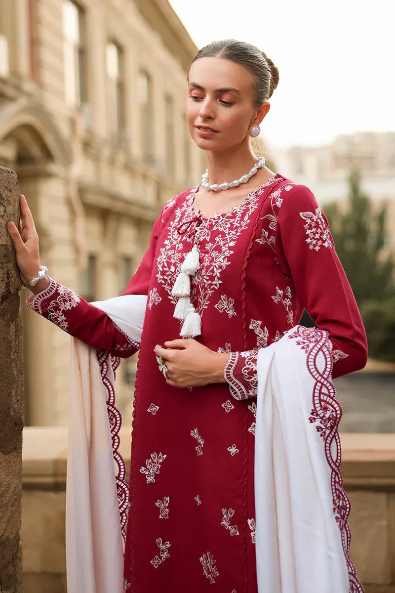 Rang Rasiya Carnation 3Pc Embroidered Karandi Suit D-05 Rose - Al-Zafar Fabrics