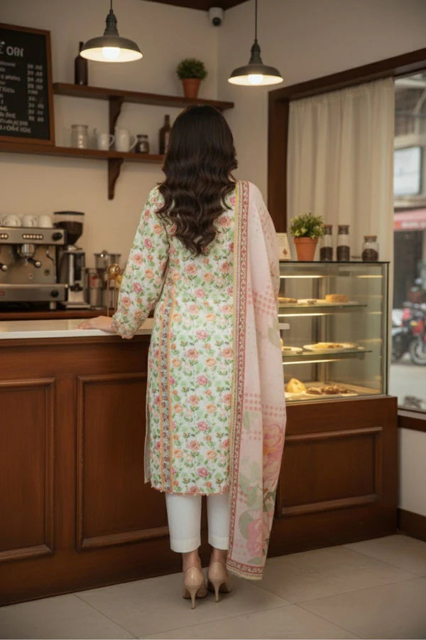 Safwa By Izel Doria Viscose 3 Piece Unstitched Suit D-08 - Al-Zafar Fabrics