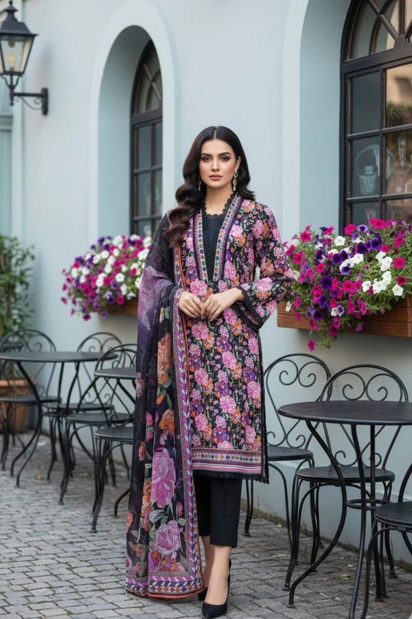 Safwa By Izel Doria Viscose 3 Piece Unstitched Suit D-02 - Al-Zafar Fabrics