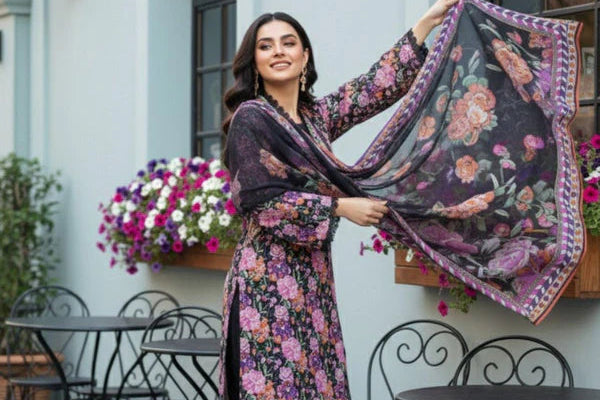 Safwa By Izel Doria Viscose 3 Piece Unstitched Suit D-02 - Al-Zafar Fabrics