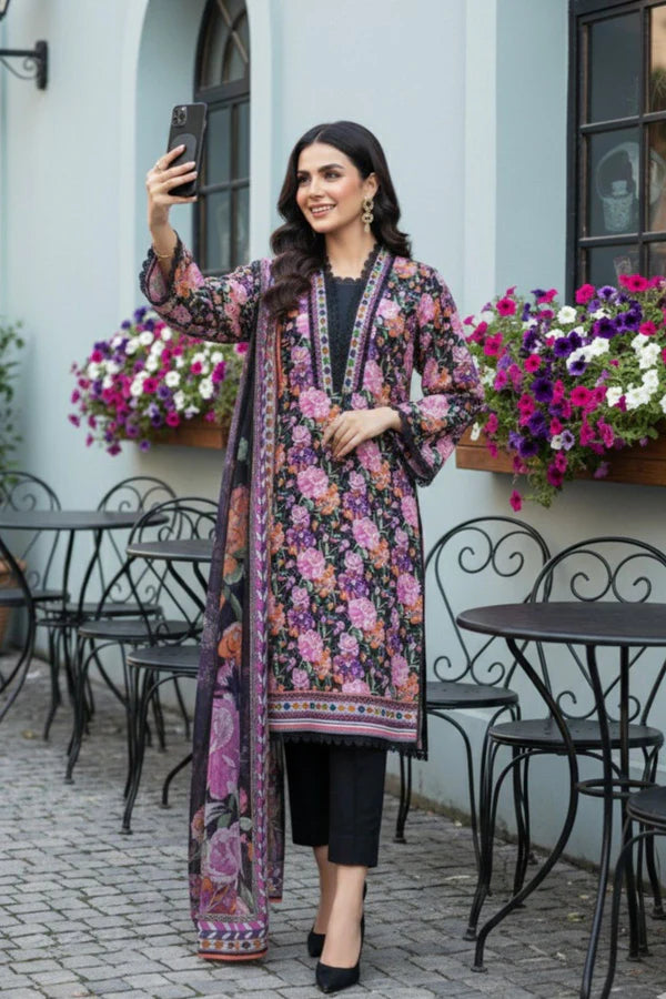 Safwa By Izel Doria Viscose 3 Piece Unstitched Suit D-02 - Al-Zafar Fabrics
