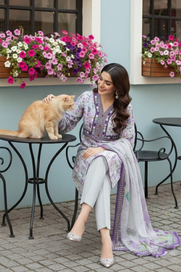 Safwa By Izel Doria Viscose 3 Piece Unstitched Suit D-03 - Al-Zafar Fabrics