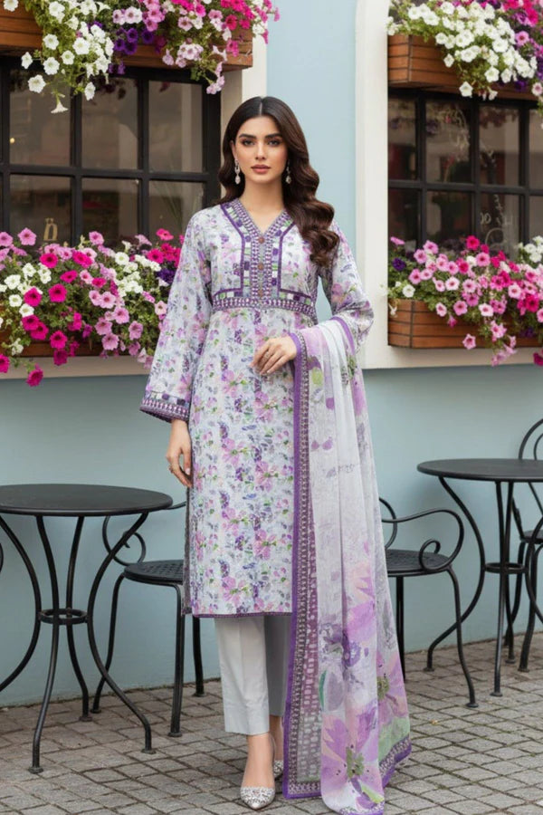 Safwa By Izel Doria Viscose 3 Piece Unstitched Suit D-03 - Al-Zafar Fabrics