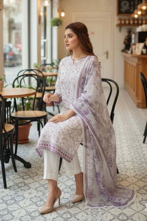 Safwa By Izel Doria Viscose 3 Piece Unstitched Suit D-04 - Al-Zafar Fabrics