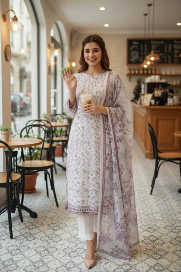 Safwa By Izel Doria Viscose 3 Piece Unstitched Suit D-04 - Al-Zafar Fabrics