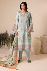 Zellbury mint blue embroidered lawn 3 piece unstitched suit WUS25E30612, image 4