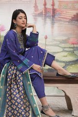 Zellbury purple with teal and mustard embroidery unstitched 3 piece suit WUW24E30406 image 3