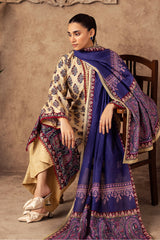 Zellbury cream with purple and maroon floral accents unstitched 3 piece suit WUW24X30195 image 2