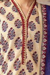 Zellbury cream with purple and maroon floral accents unstitched 3 piece suit WUW24X30195 image 4