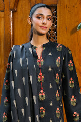 Zellbury black with multicolour floral accents unstitched 3 piece suit WUW24X30204 image 2