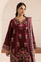 Zellbury maroon with pink and green floral embroidery unstitched suit WUW25E30269 image 4