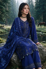 Zellbury royal blue embroidered suit detail