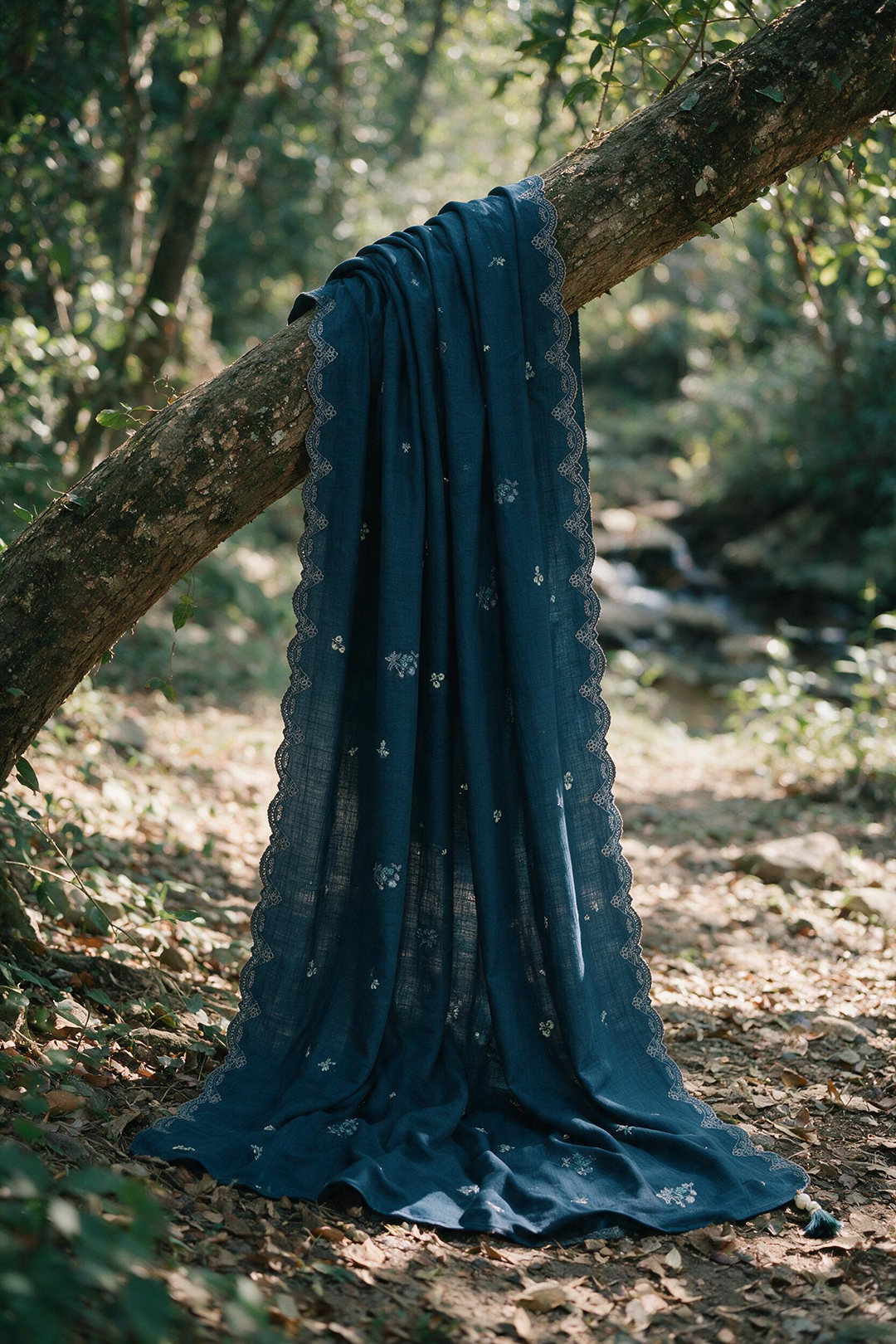Zellbury navy blue Pashmina shawl detail