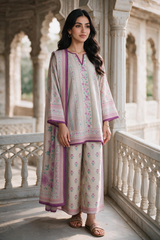 Zellbury printed Khaddar shirt trouser and dupatta