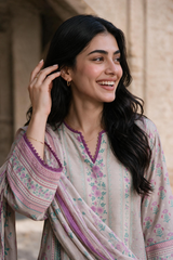 Zellbury Khaddar print and neckline detail