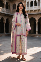 Zellbury printed Khaddar 3 piece suit