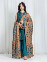 Edenrobe Dark Green Printed Khaddar Suit – Image 1