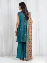 Edenrobe Dark Green Printed Khaddar Suit – Image 5
