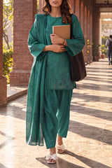 SAYA Printed Khaddar 3 Piece – Teal | U04-26675-P01A